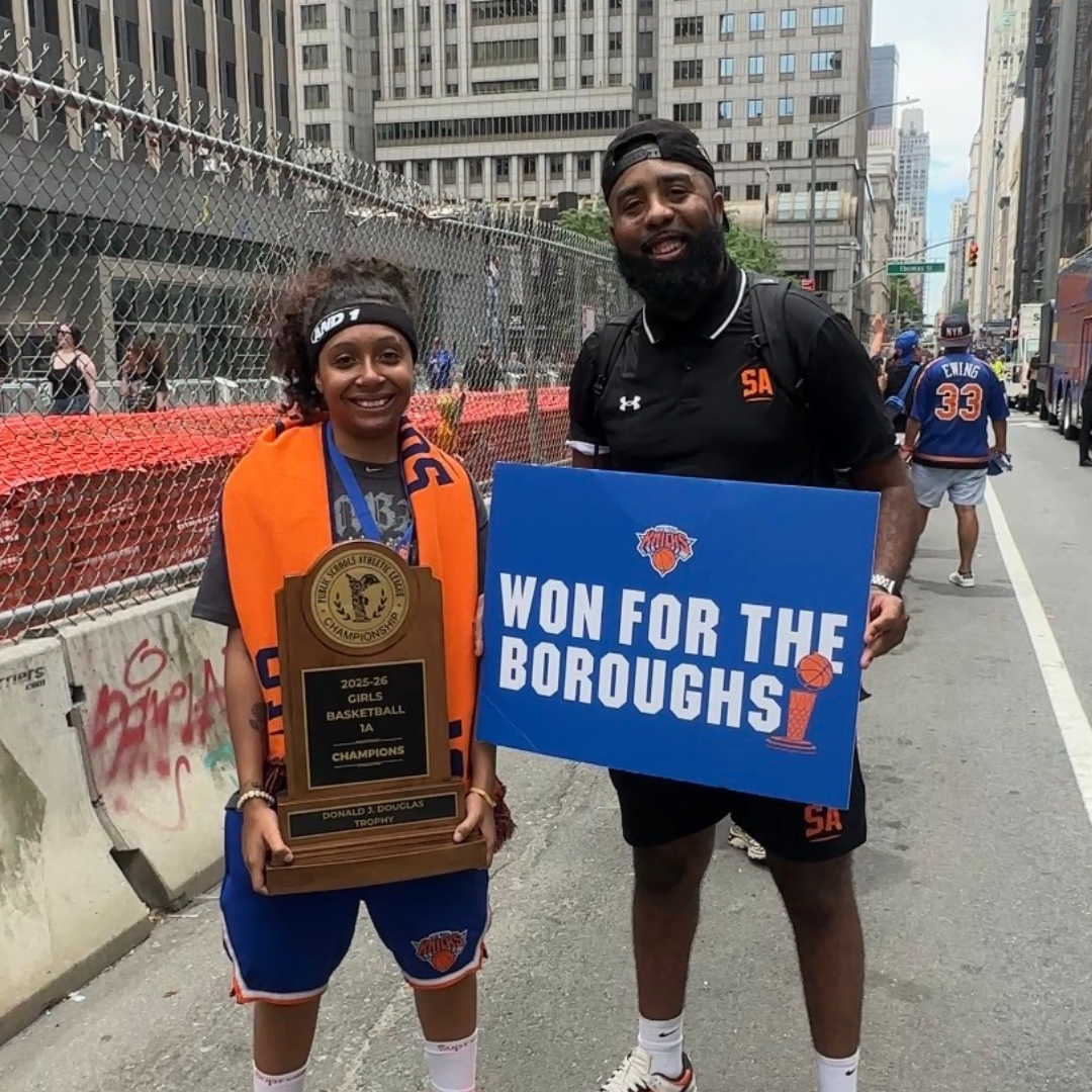 We won our first PSAL Championship, and the city had the perfect way to celebrate. Coach Dancy's HSLA Harlem girls basketball team, led by our very own team captain, earned a spot at the NYC Knicks Championship Parade. See how they took it all in.